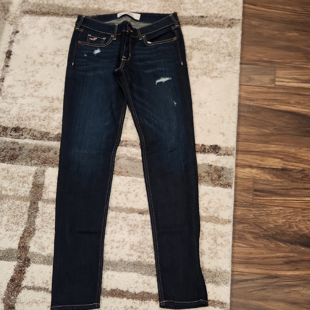 Hollister Women's Deep Blue Skinny Jeans
